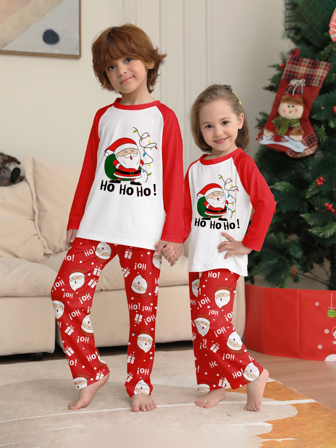 2024 Plus Size Cute Cartoon Printed Christmas Xmas PJs Sleepwear Set Fashionable Family Pajama Winter Soft Warm Matching