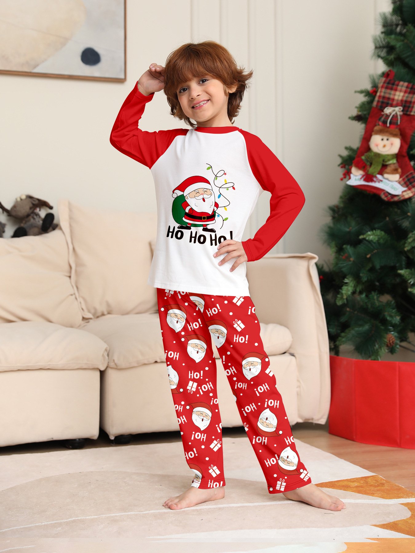 2024 Plus Size Cute Cartoon Printed Christmas Xmas PJs Sleepwear Set Fashionable Family Pajama Winter Soft Warm Matching