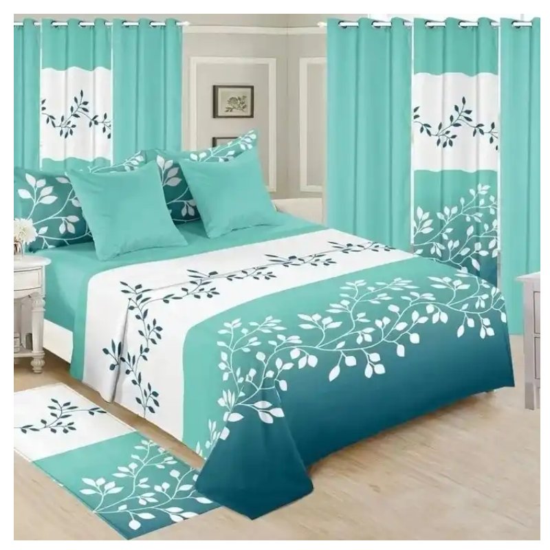 fashion new pink leaf 13pcs bedding set with matching curtains custom made