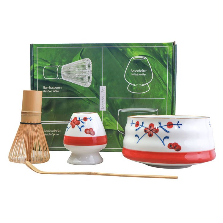 Factory Supplier Matcha Starter Set Natural Banmboo Whisk Tea Spoon Handmade Ceramic Makes Bowls And Holder Matcha Gift Box Kit