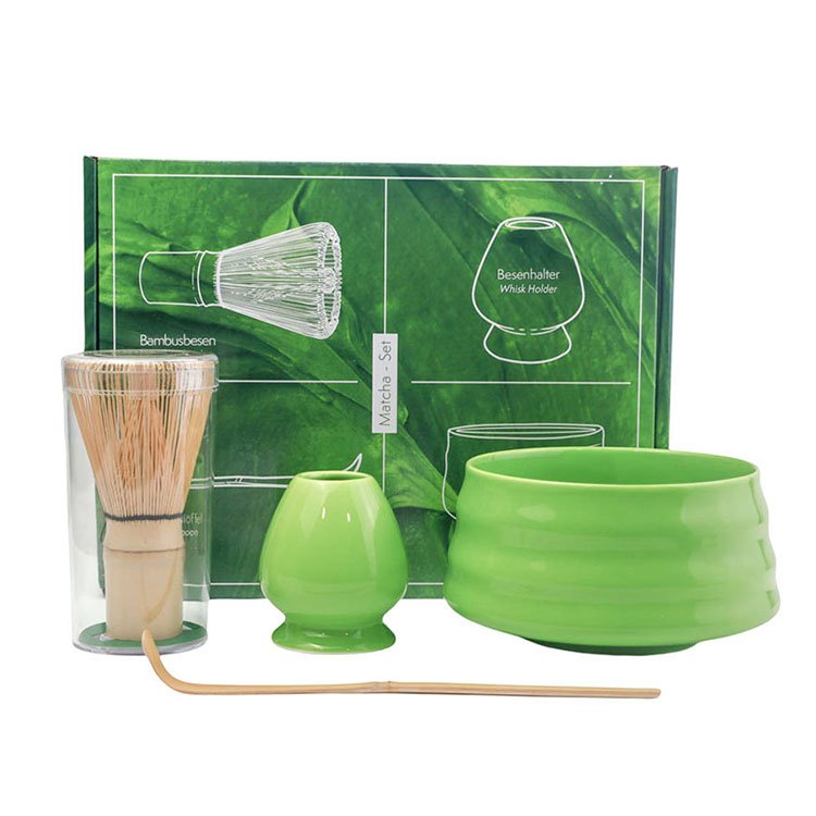 Factory Supplier Matcha Starter Set Natural Banmboo Whisk Tea Spoon Handmade Ceramic Makes Bowls And Holder Matcha Gift Box Kit