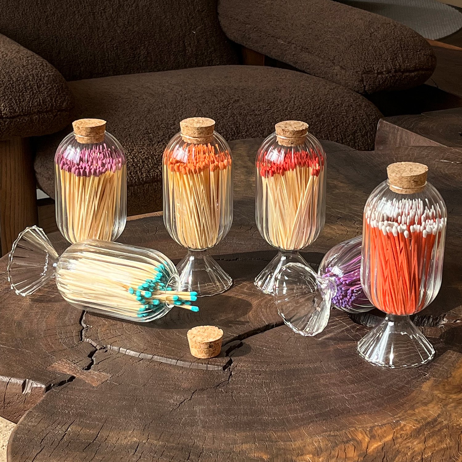 Hot Sale Customized Match Decorative Custom Logo glass matches Glass Bottle Of colored matches stick holder