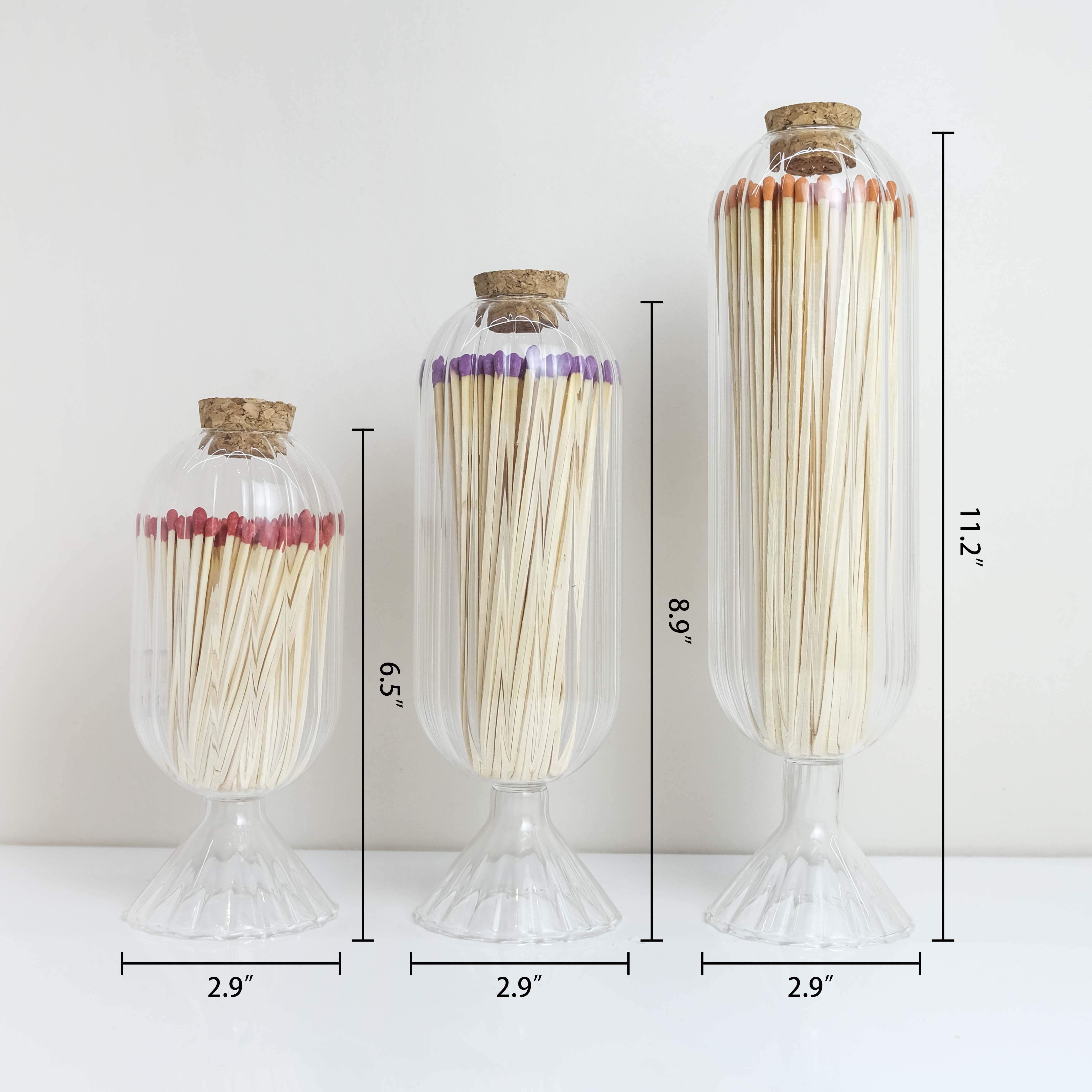 Hot Sale Customized Match Decorative Custom Logo glass matches Glass Bottle Of colored matches stick holder