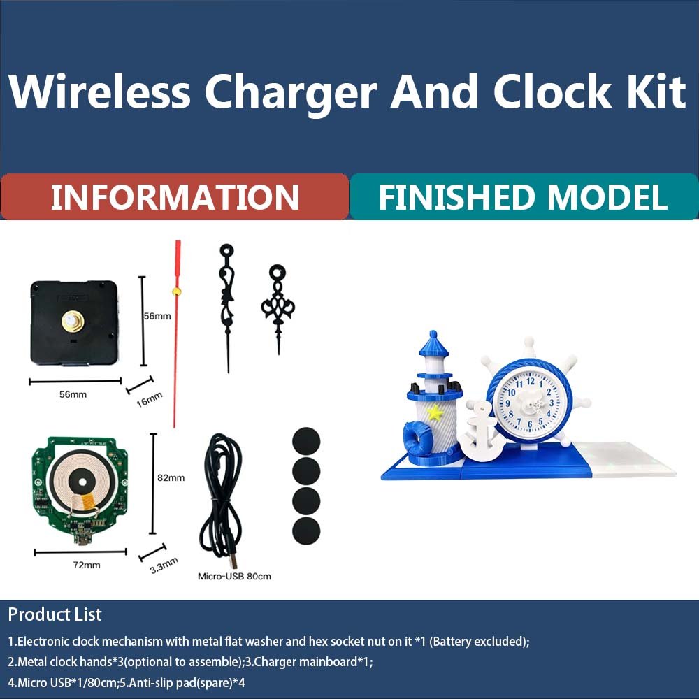 Makcosmos 3d printing creative kits model Wireless Charger WITH Clock Kit match Bambu Labs creality 3d printer spare parts
