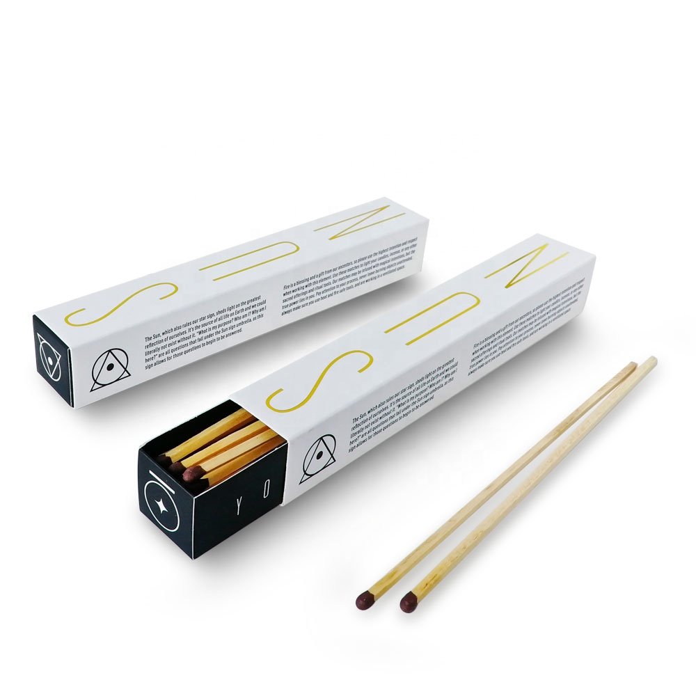 Black and white box fire matches custom matchbox