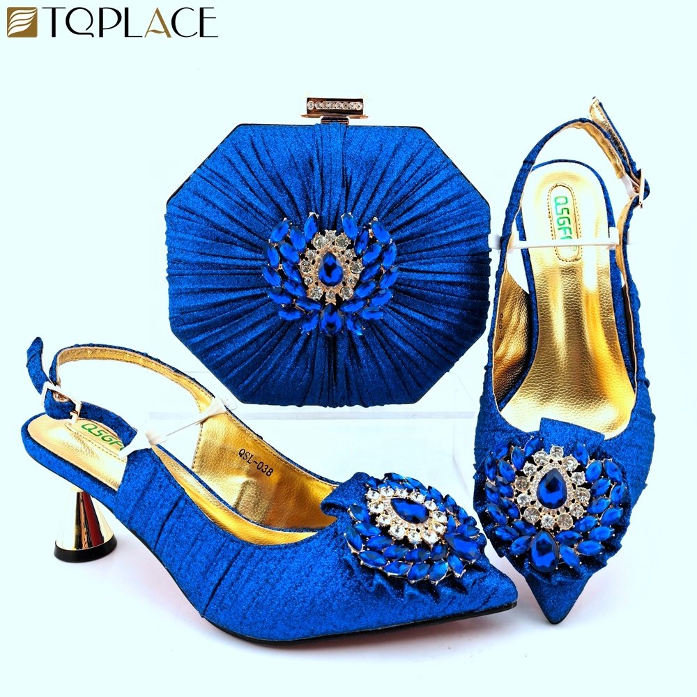 Top Quality Gold Color Shoes And Matching Bags Clutch Set African Shoes And Bag Sandals For Big Occasion Party