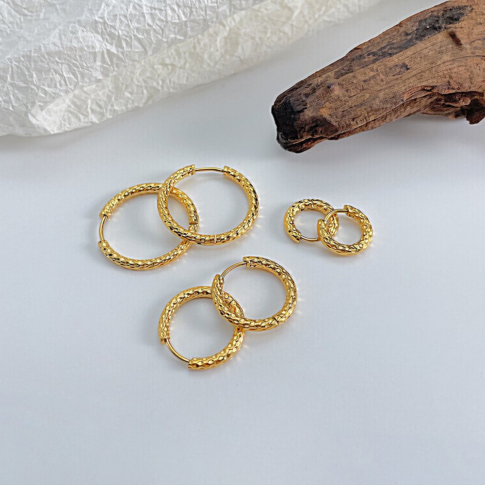 Pearl All-Match Stainless Steel Women's Wedding Ring Buckle Net Red Simple Design Multi-Size Titanium Steel Ear Earrings