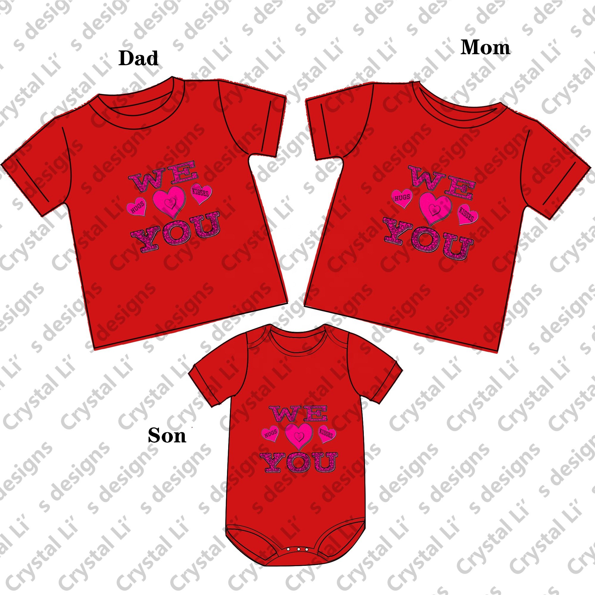 Hot selling family matching outfits 100% cotton Valentine's day clothes heart printing mom and daughter matching clothes
