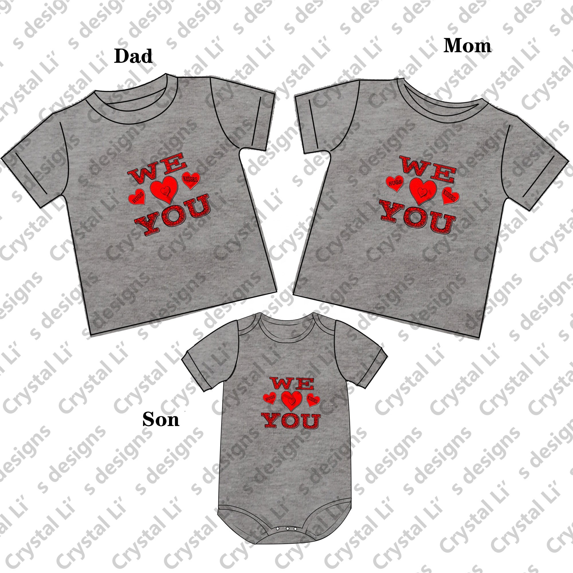 Hot selling family matching outfits 100% cotton Valentine's day clothes heart printing mom and daughter matching clothes