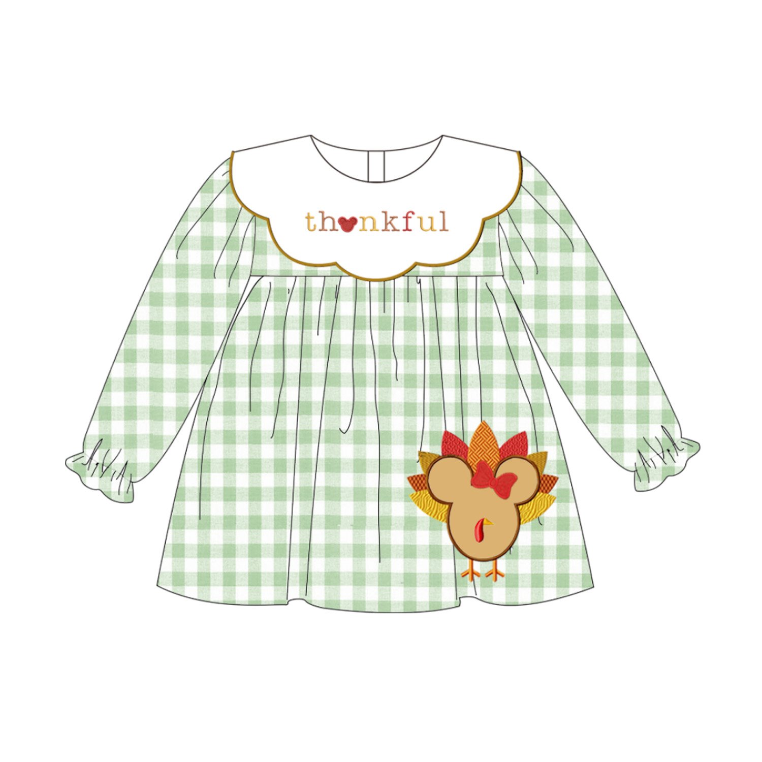 Kids Smocked Clothing Infant Baby Toddler Kids Sibling Matching Thanksgiving Plaid Turkey Embroidered Dress Outfit Romper