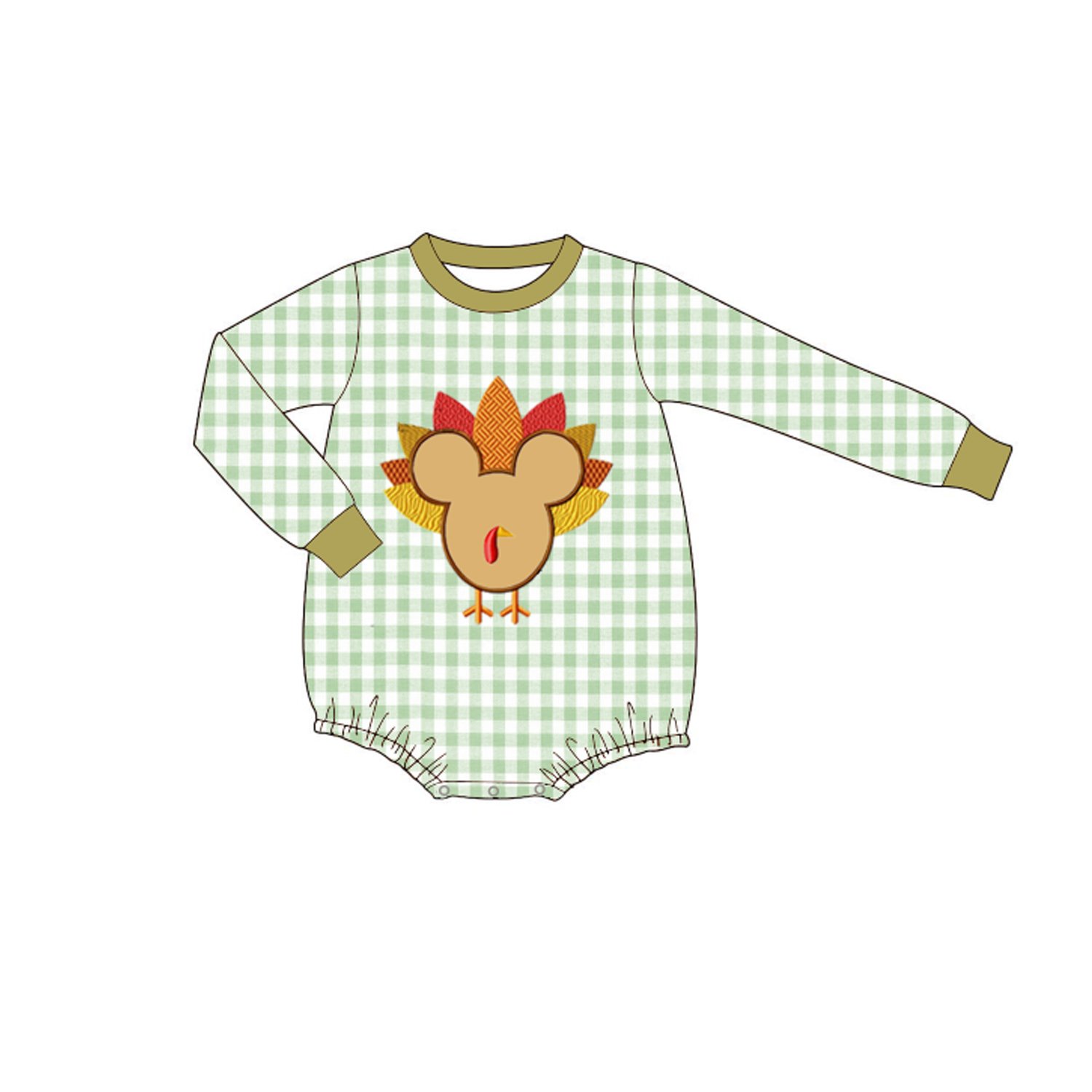Kids Smocked Clothing Infant Baby Toddler Kids Sibling Matching Thanksgiving Plaid Turkey Embroidered Dress Outfit Romper