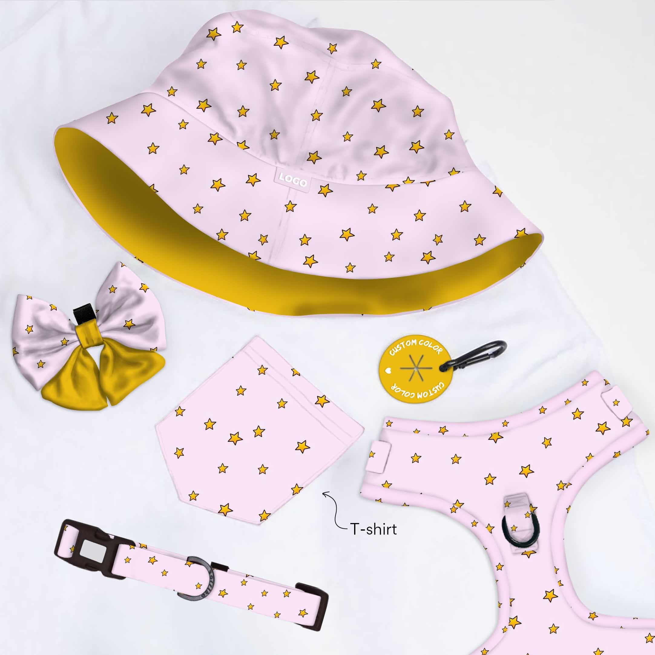 2024 Popular element hats and t-shirt matching pet dog harness new arrive 6 piece set and sailor dog bow