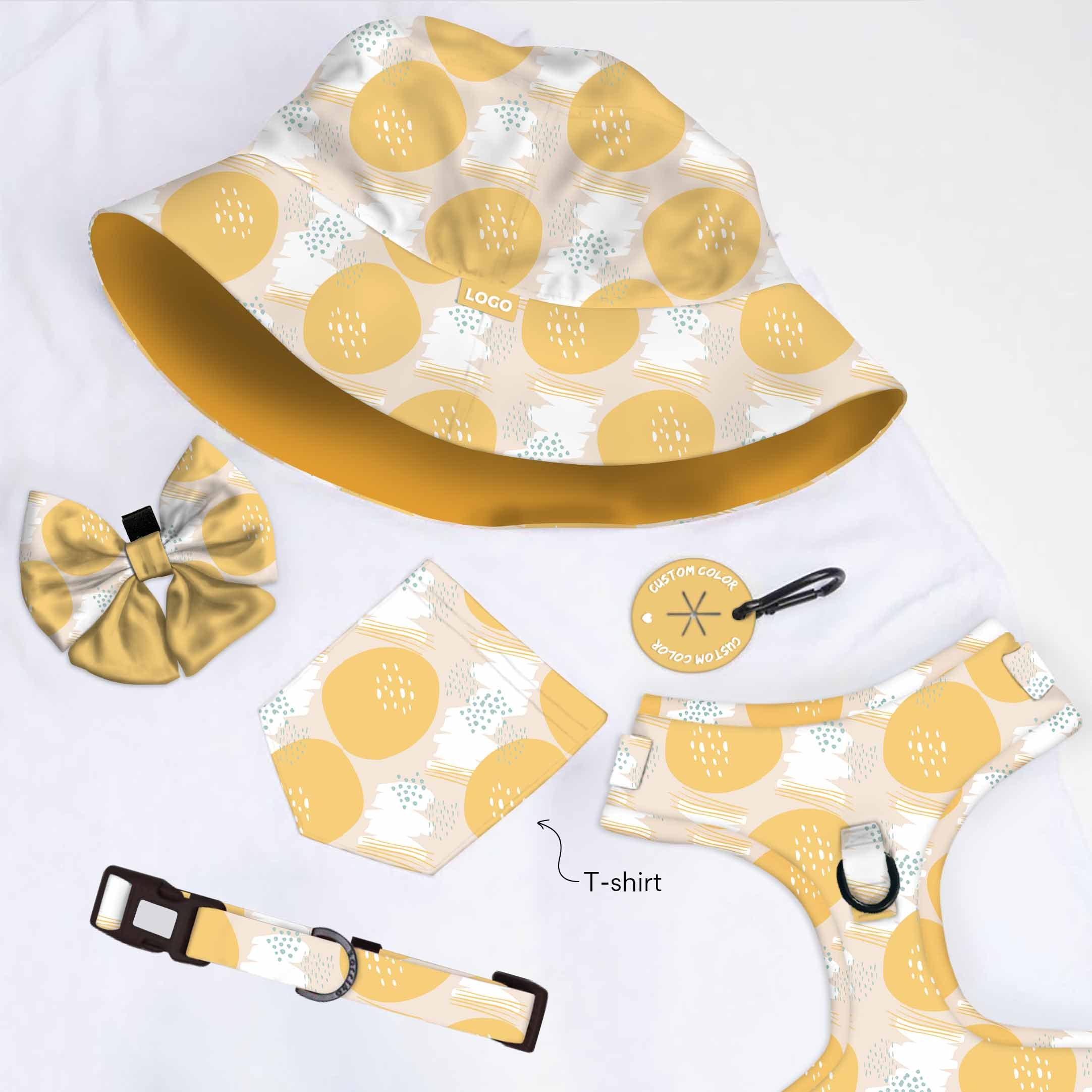 2024 Popular element hats and t-shirt matching pet dog harness new arrive 6 piece set and sailor dog bow