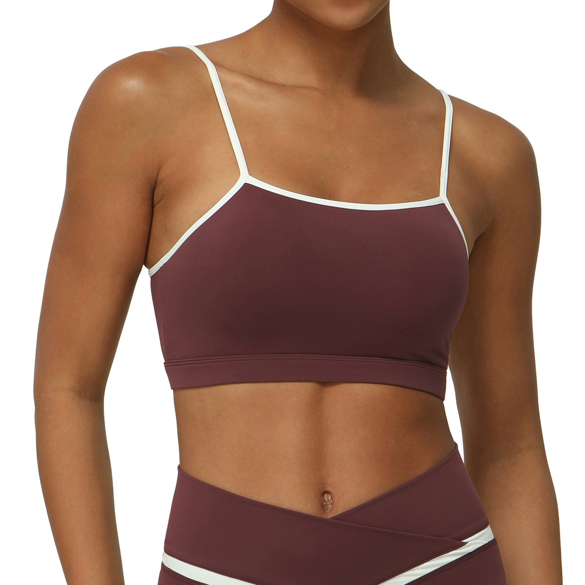 New color matching nude thin belt lulu yoga bra tight summer running lulu sports underwear shock-proof fitness lulu yoga vest