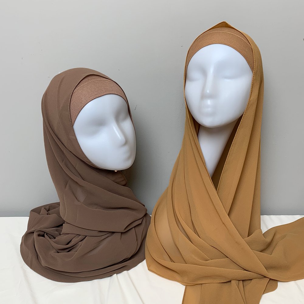 Sharut Two piece set Chiffon hijab Undercap Chiffon Scarf with Matching underscarf Jersey Inner Cap shawl for Muslim Women Hijab