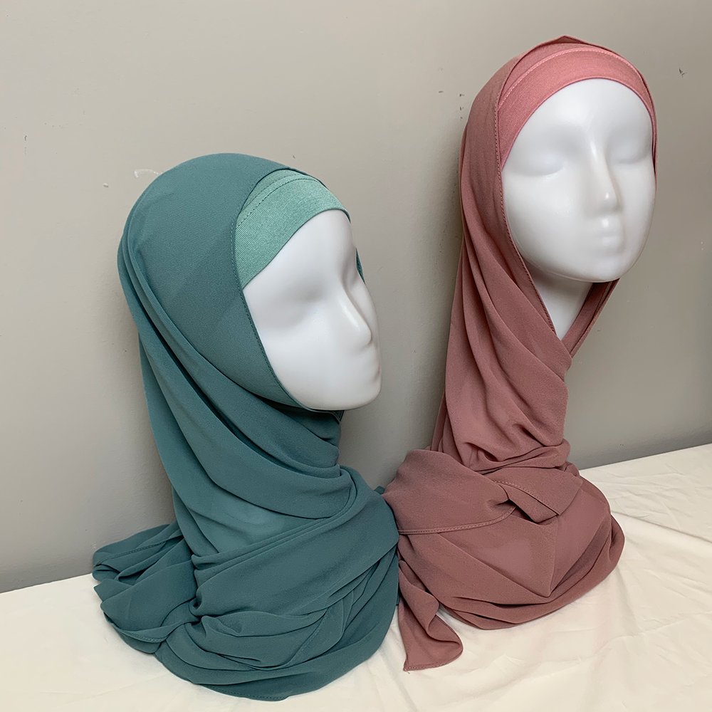 Sharut Two piece set Chiffon hijab Undercap Chiffon Scarf with Matching underscarf Jersey Inner Cap shawl for Muslim Women Hijab