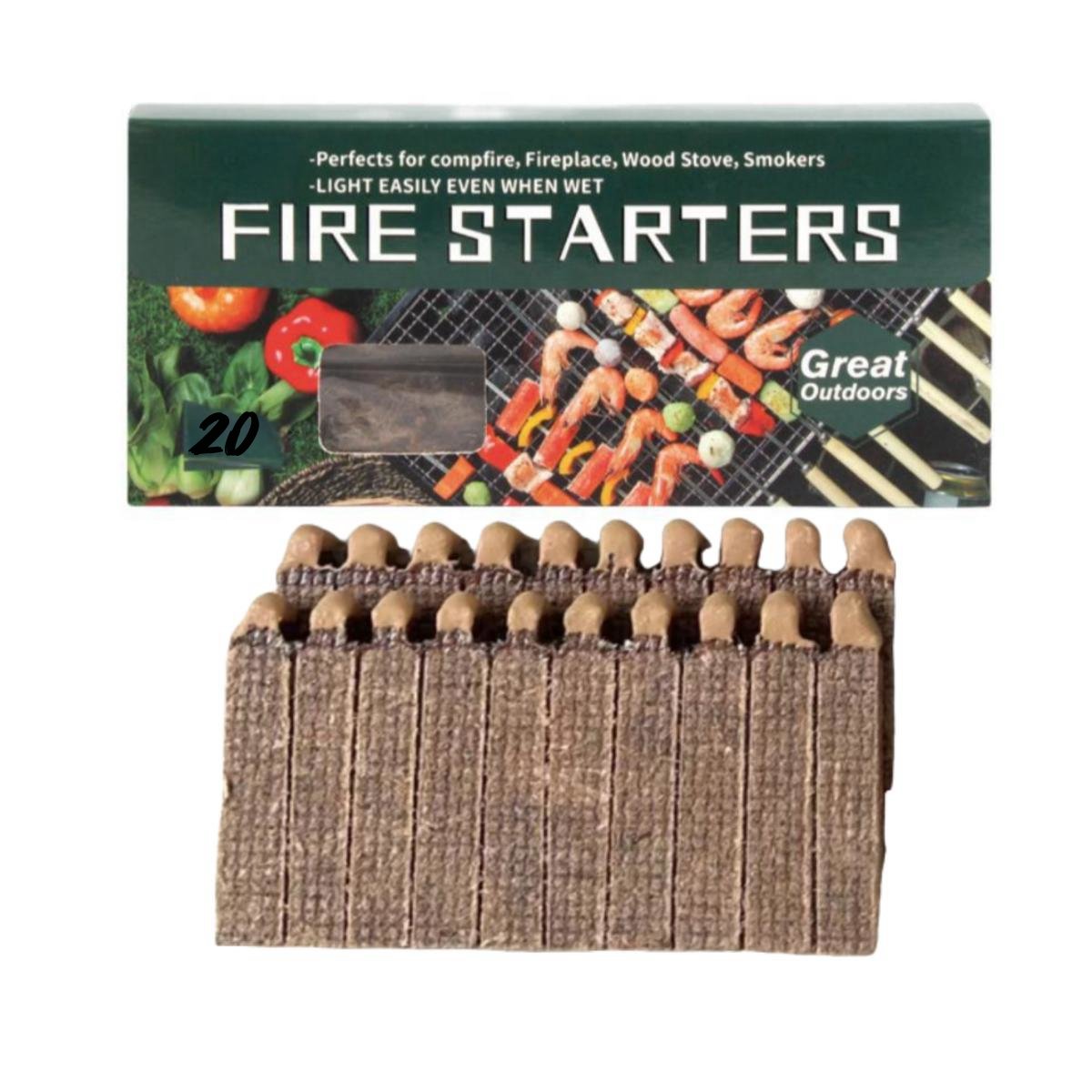 20pcs Outdoor Fire Lighter Match BBQ Barbecue Camping Campfires Fire Starter Wooden Matches