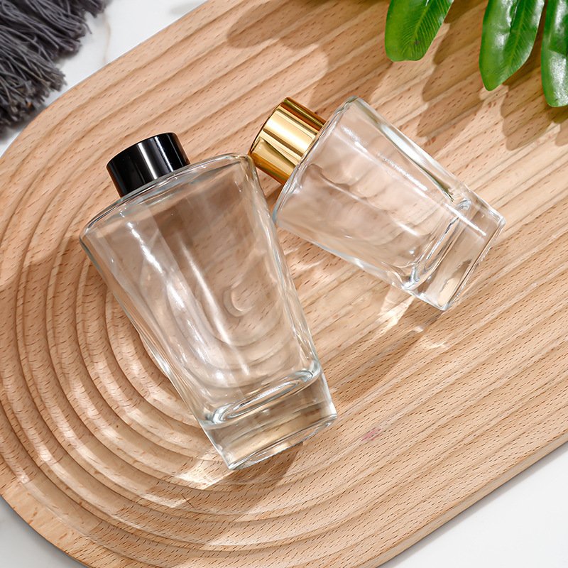 Wholesale 100ml 200ml 500ml inverted cone glass aromatherapy bottles optional color with matching stopper cap inner stopper