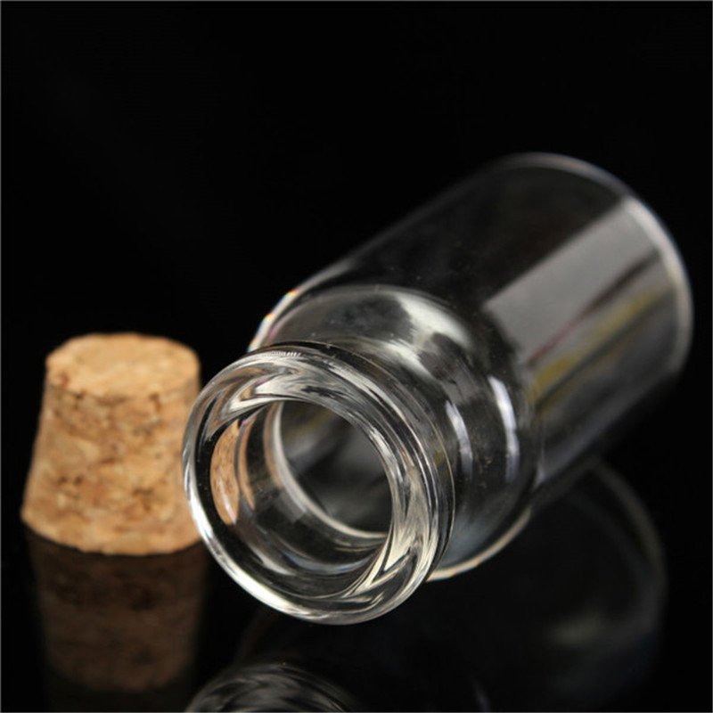 Wholesale mini wishing bottle 5ml 10ml 15ml 20ml 25ml glass vials Custom Logo Clear Glass Match Storage Jar with cork stopper