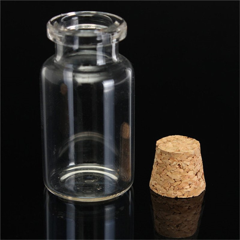 Wholesale mini wishing bottle 5ml 10ml 15ml 20ml 25ml glass vials Custom Logo Clear Glass Match Storage Jar with cork stopper