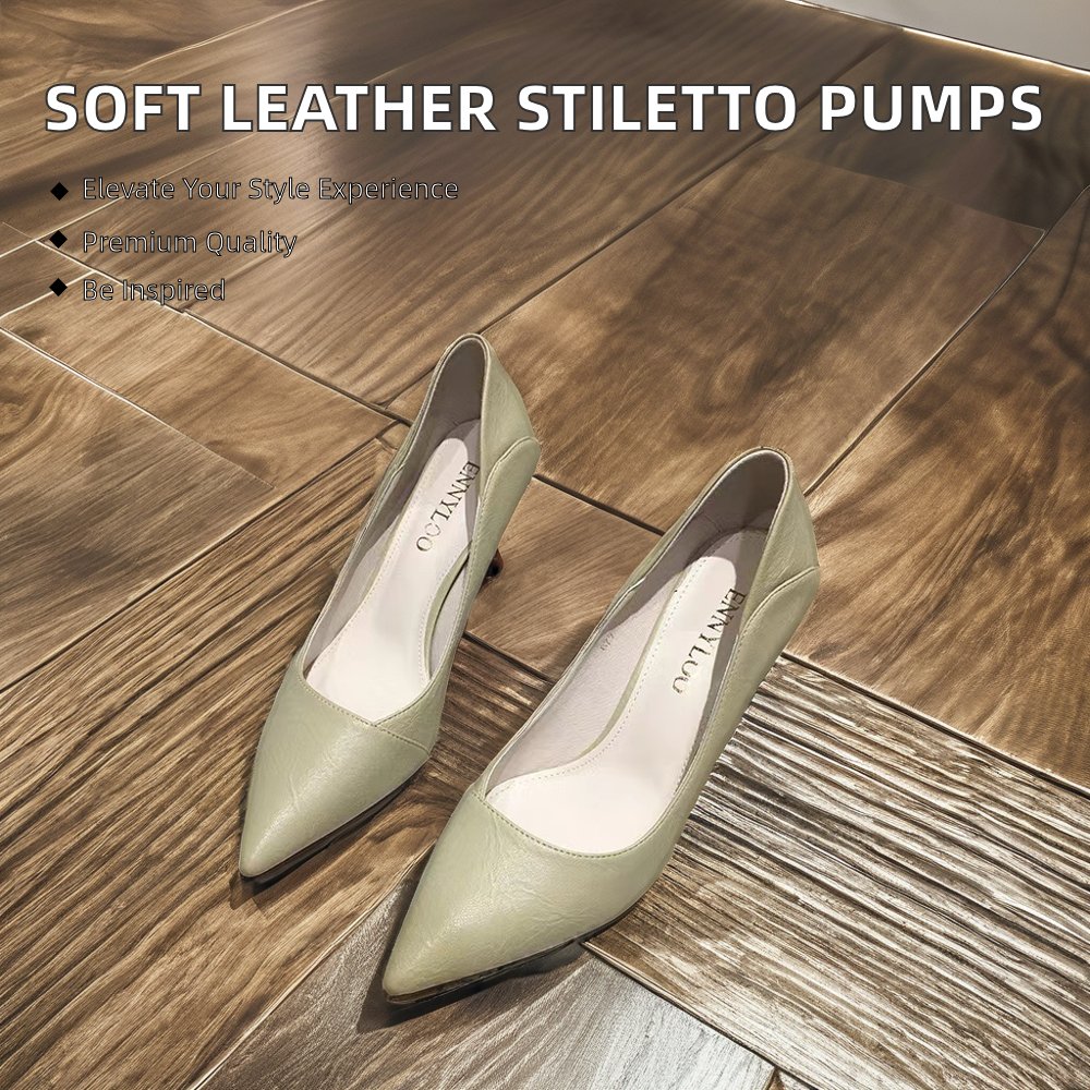 Professional Women's Formal Shoes Spring Summer Autumn New Fashion Soft Leather Stiletto with Toe Wedges Heel All-Match Shoe