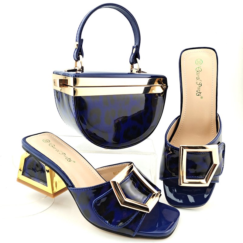 Gold Color Nigerian Shoes and Bags To Match Set Italian Women Wedding Shoes and Bags Sets with Shinning Crystal For Party