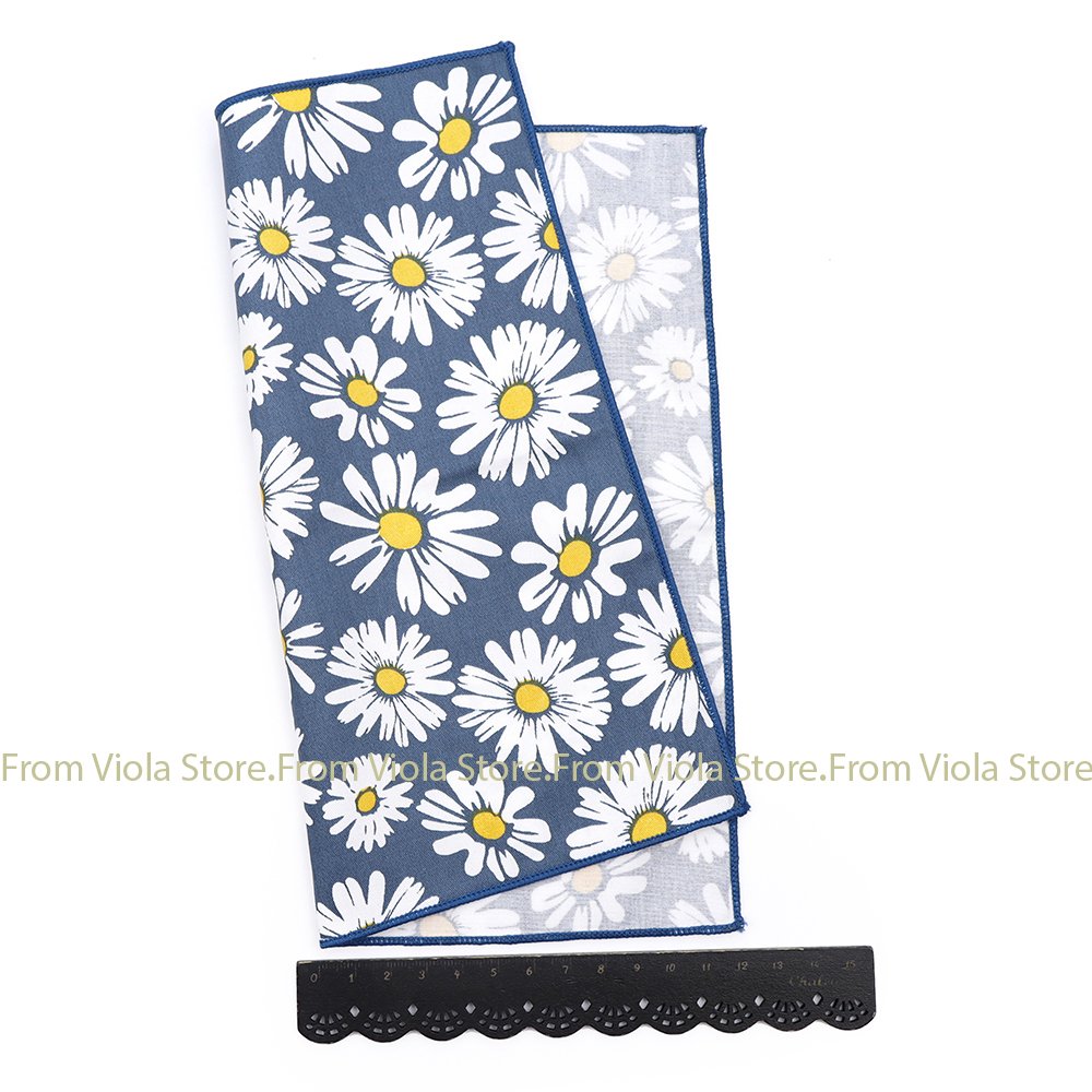 Quality New 13 Colors Floral Cartoon 23cm Hankie 100% Cotton Men Wedding Casual Party Tie Matching Pocket Square Gift Accessory