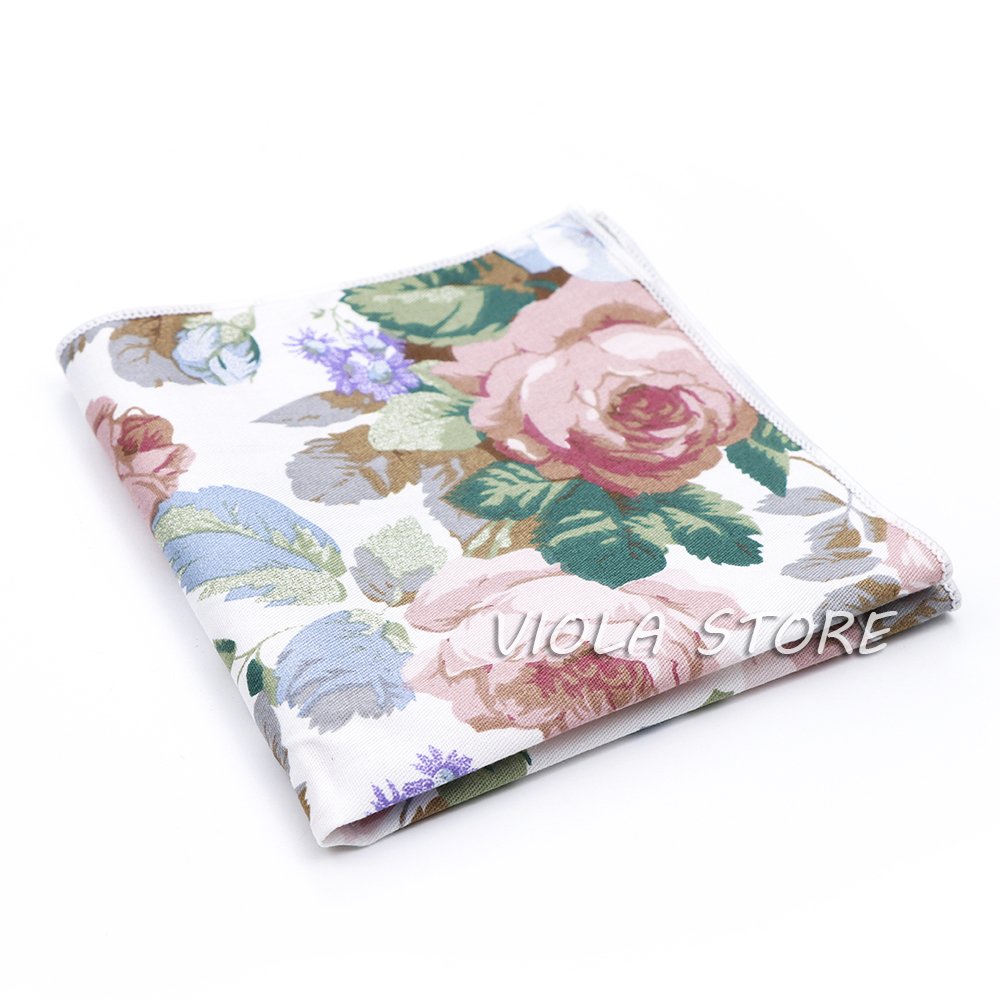 Quality New 13 Colors Floral Cartoon 23cm Hankie 100% Cotton Men Wedding Casual Party Tie Matching Pocket Square Gift Accessory