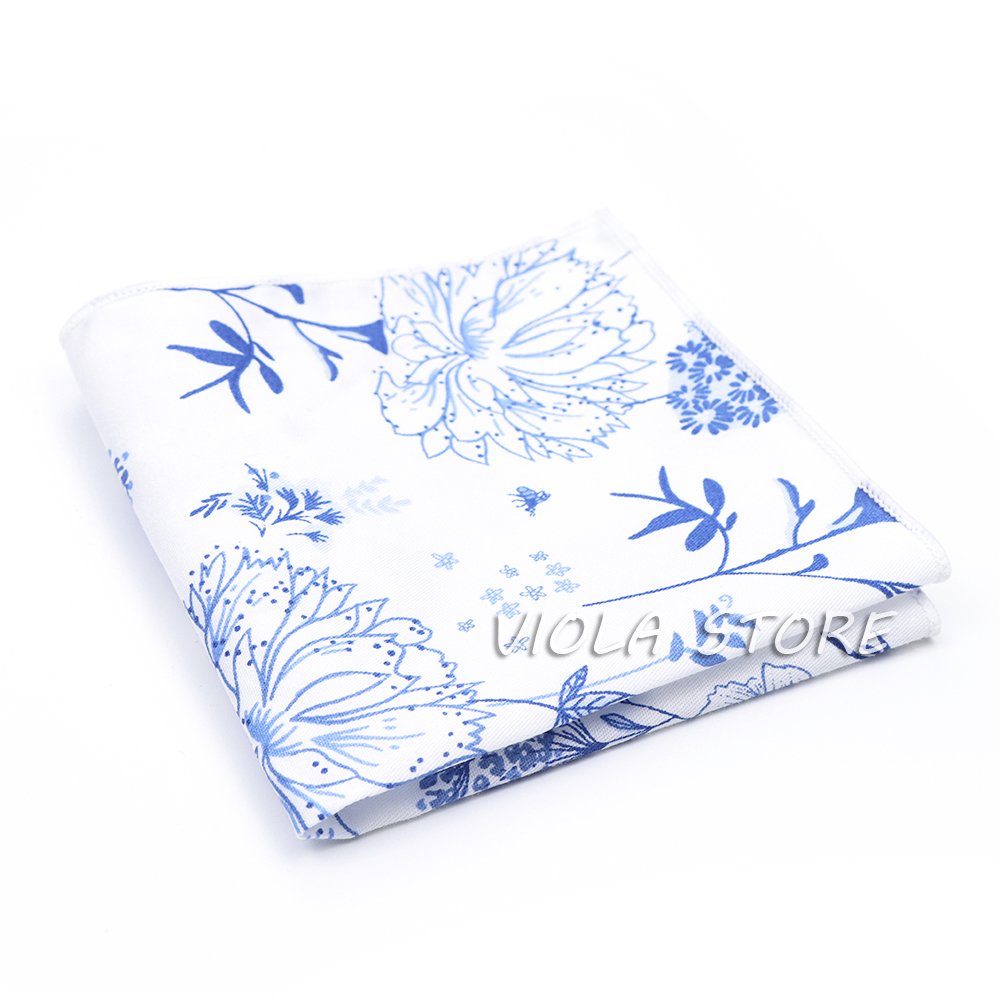 Quality New 13 Colors Floral Cartoon 23cm Hankie 100% Cotton Men Wedding Casual Party Tie Matching Pocket Square Gift Accessory