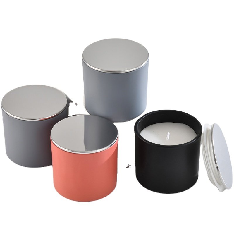 small volume black metal lid matched colorful glass candles holder used for candle making us ornament