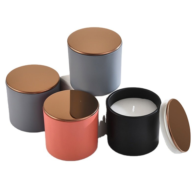 small volume black metal lid matched colorful glass candles holder used for candle making us ornament