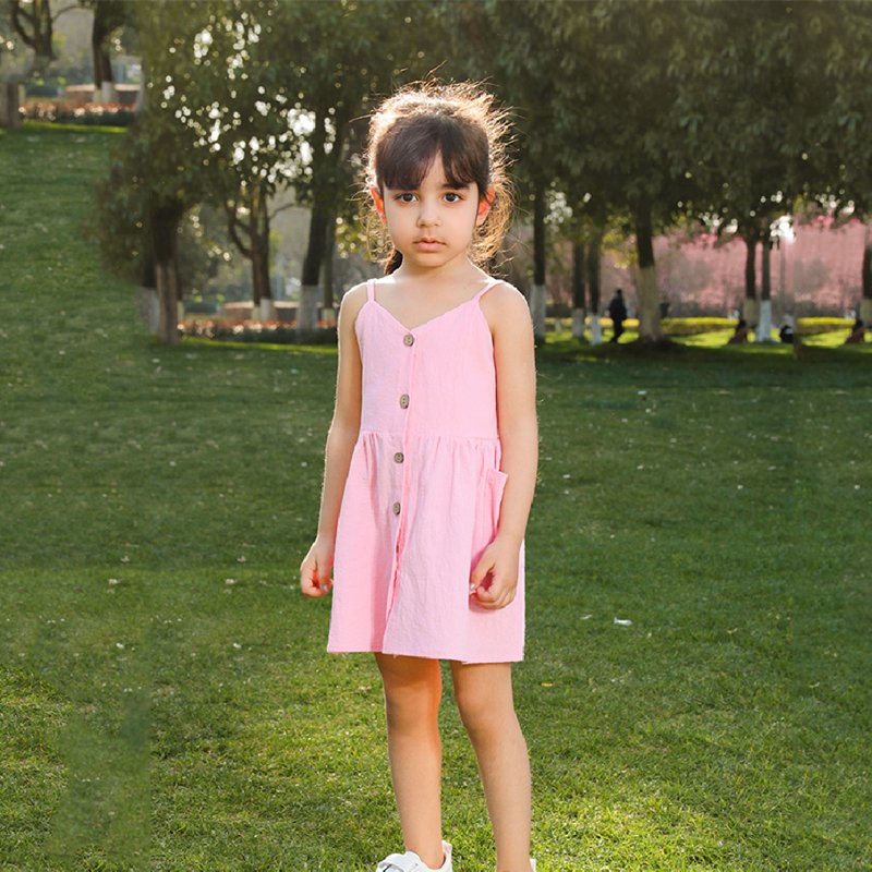 2023 Cotton Women Girls Strapless Button Dress with Pocket Baby Overall Rompers Family Matching Outfits Mommy and Me Clothes