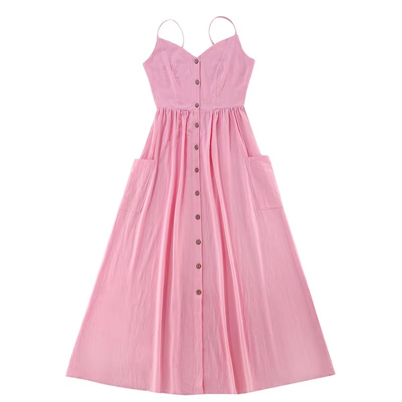 2023 Cotton Women Girls Strapless Button Dress with Pocket Baby Overall Rompers Family Matching Outfits Mommy and Me Clothes