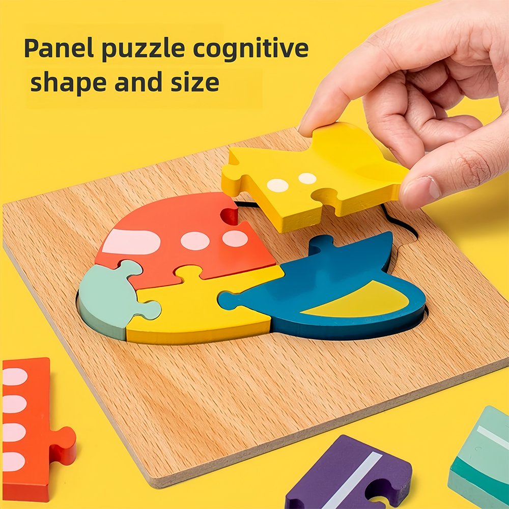 3D Cartoon Animal Jigsaw Puzzles for Kids Toddlers Wooden Montessori Educational Matching Toys Preschoolers