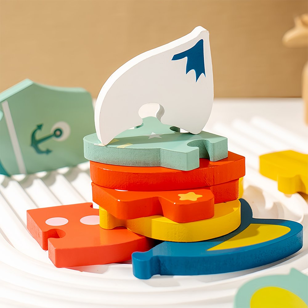3D Cartoon Animal Jigsaw Puzzles for Kids Toddlers Wooden Montessori Educational Matching Toys Preschoolers