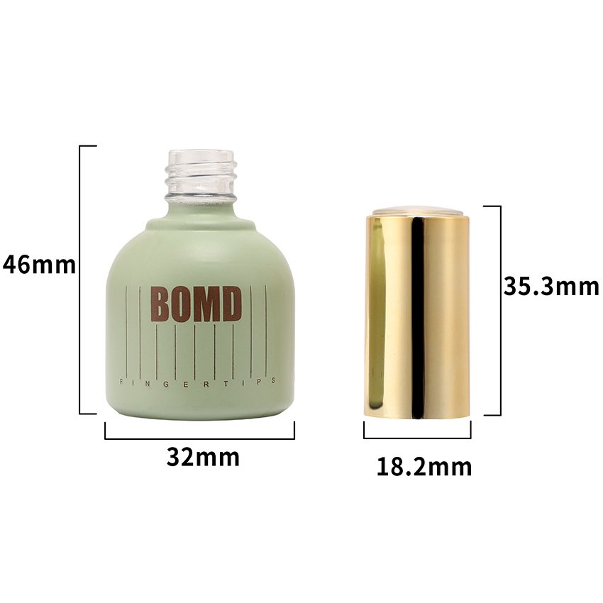 15ml Custom Color Logo Artwork Printing Empty Round UV Proof Gel Glass Nail Polish Bottle with gold matched Cap