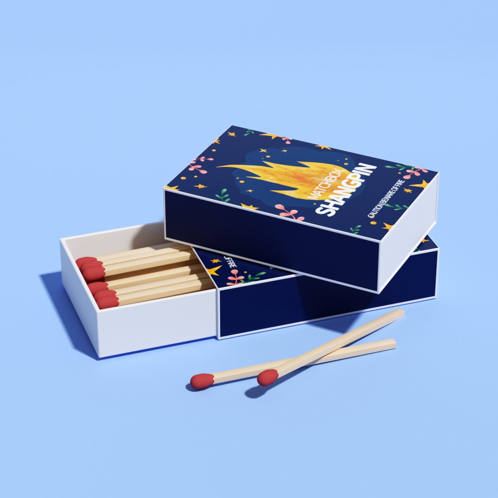 Personalized White Card Matches Paper Box Small Folding Sliding Drawer Wooden Matches Packaging Box