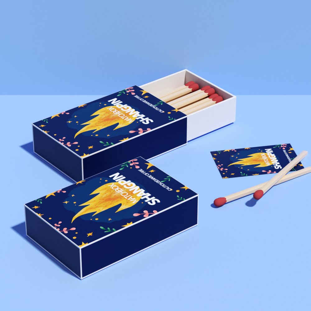Personalized White Card Matches Paper Box Small Folding Sliding Drawer Wooden Matches Packaging Box