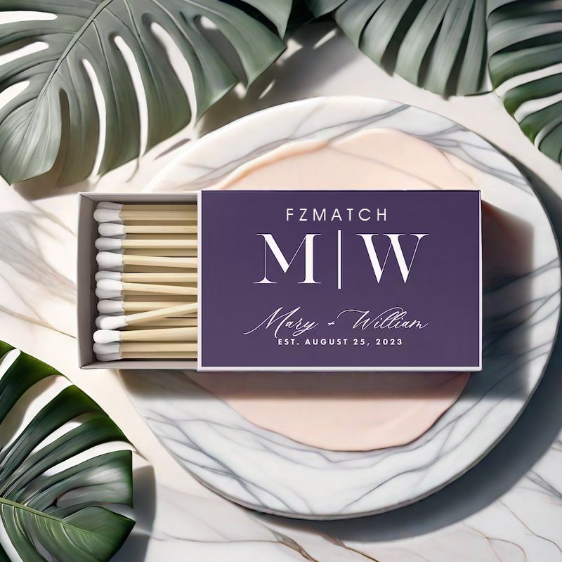 Custom Boxed Matches High End Premium Matches Logo Printed Black Card Gold Plated Printed Long Matches