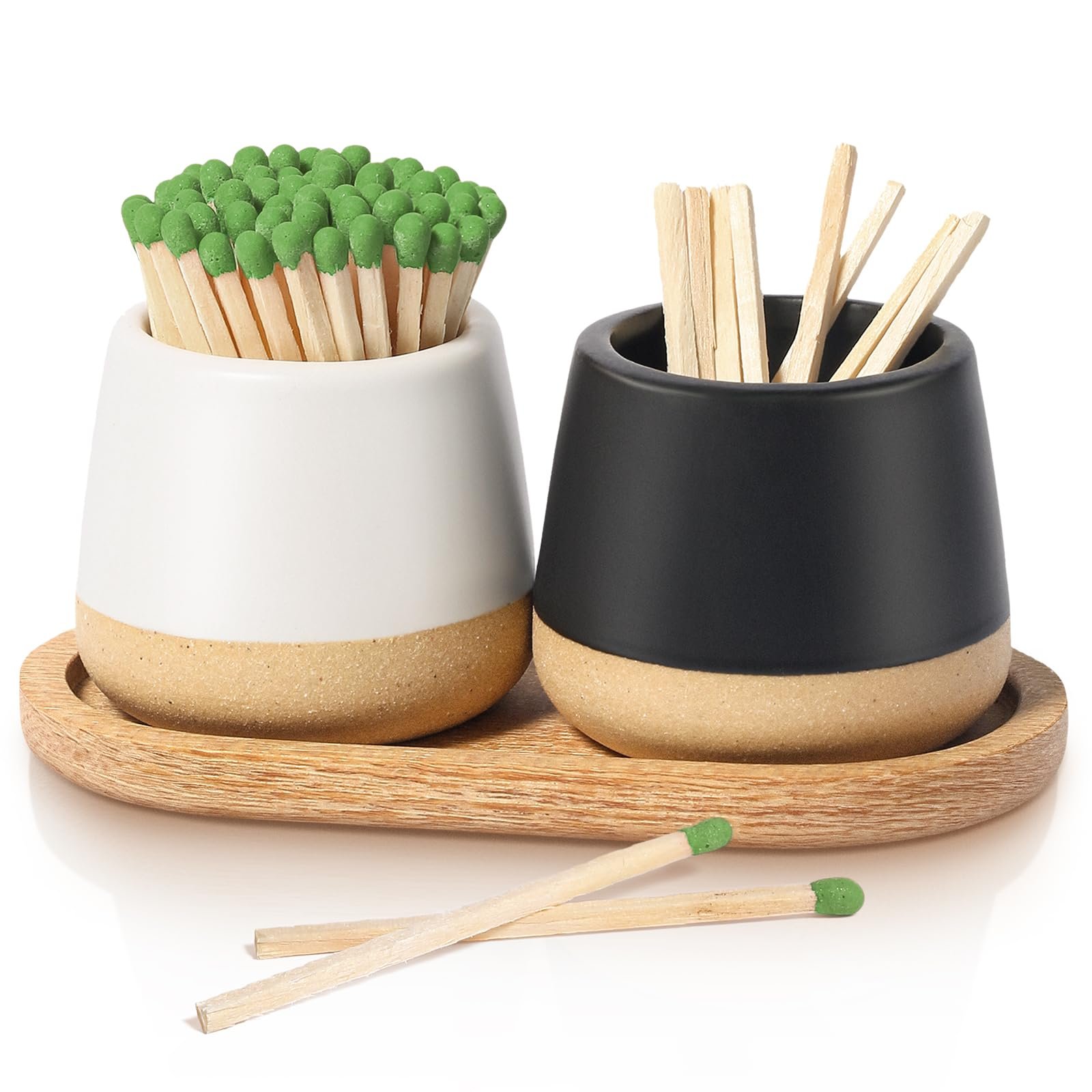 new arrive decorative ceramic match holder ceramic match striker holder with wooden tray for candle living room and home decor
