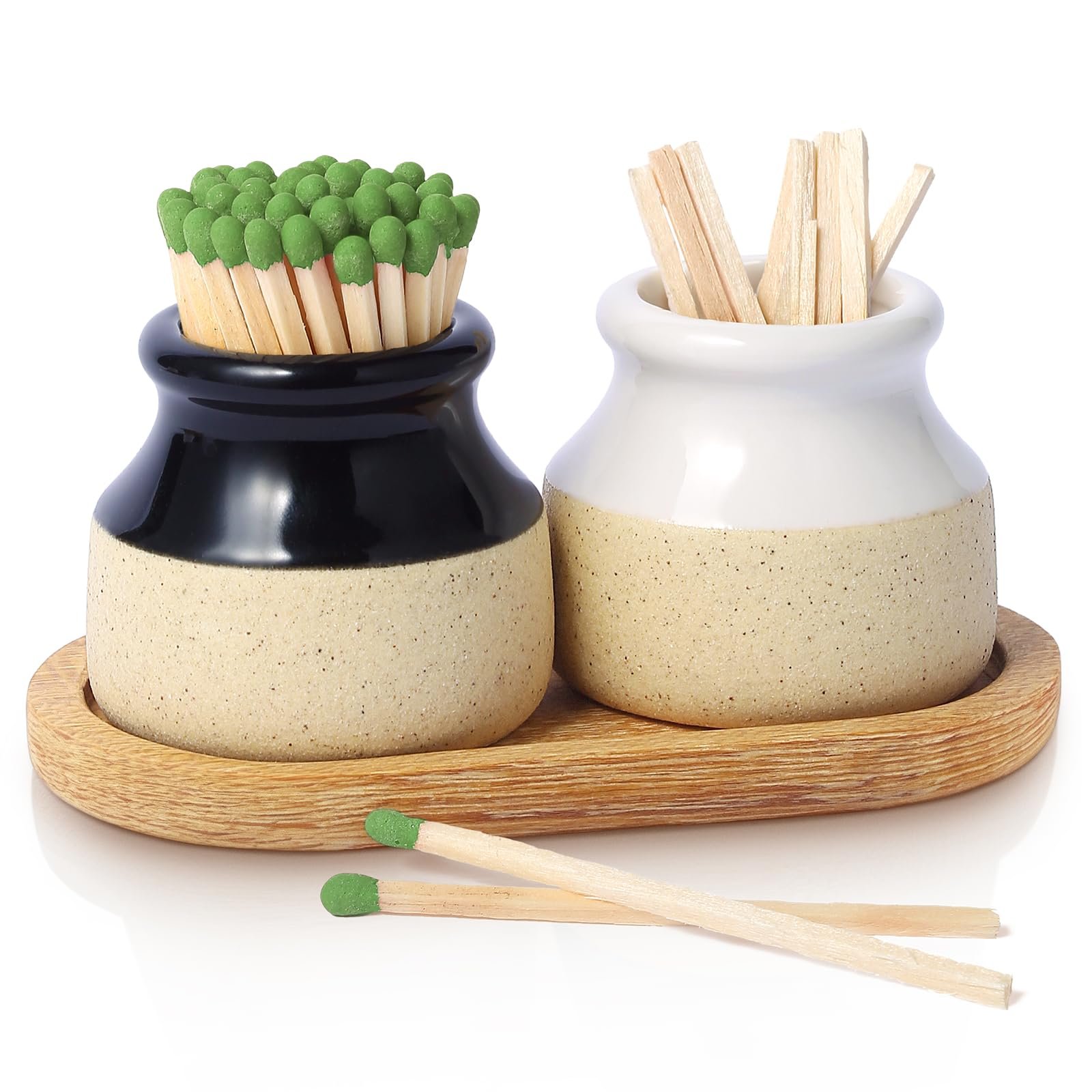 new arrive decorative ceramic match holder ceramic match striker holder with wooden tray for candle living room and home decor