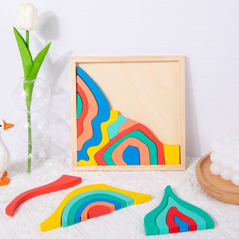 Montessori Toys Matching Educational Wooden Kids Puzzles Count Geometric Wood Style Type