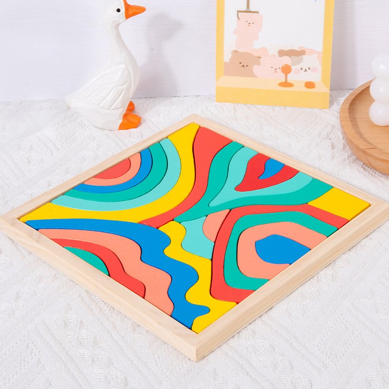Montessori Toys Matching Educational Wooden Kids Puzzles Count Geometric Wood Style Type