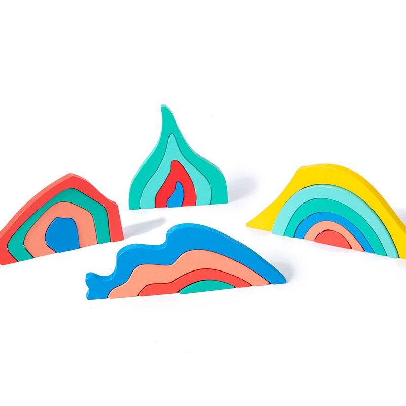 Montessori Toys Matching Educational Wooden Kids Puzzles Count Geometric Wood Style Type