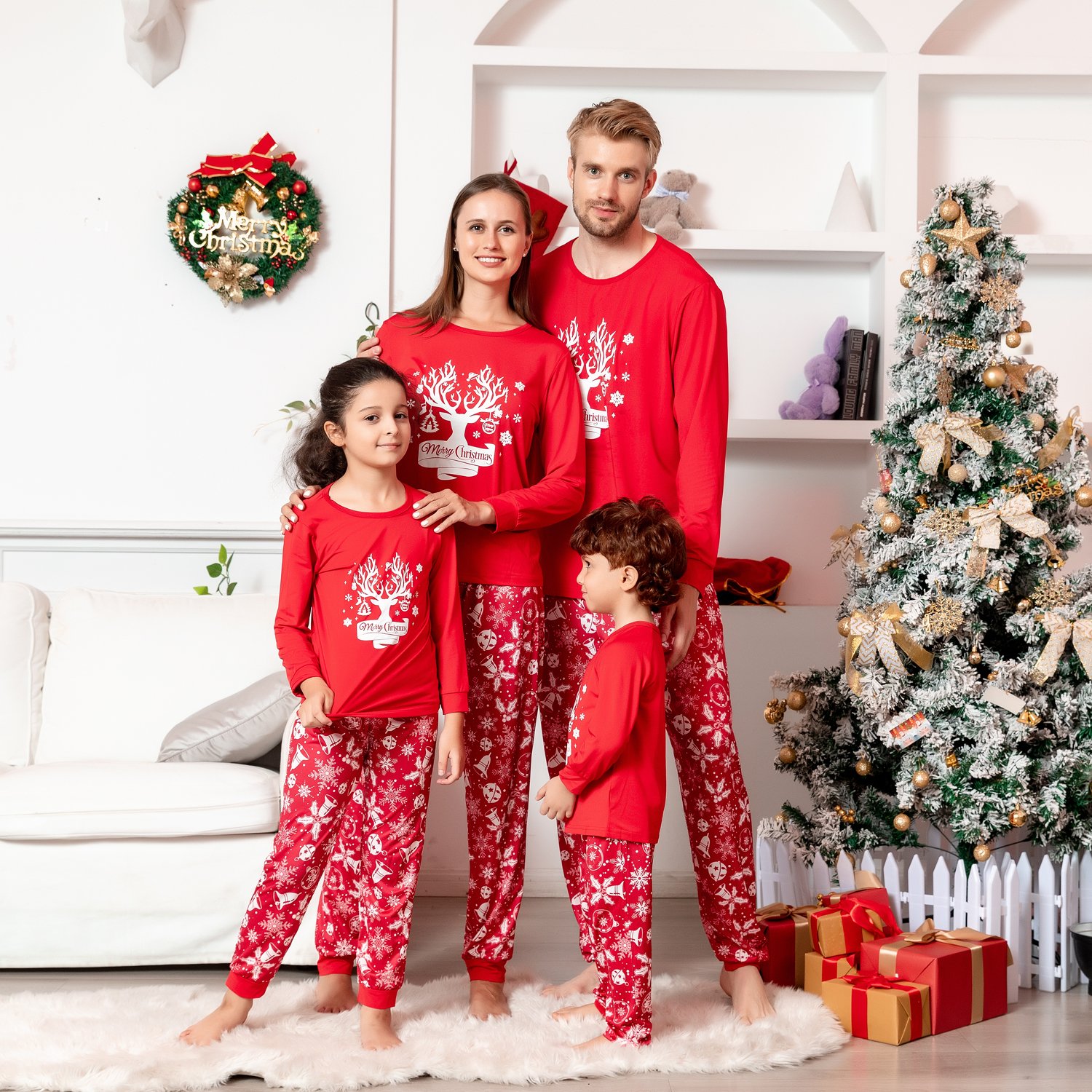 Bamboo plus size christmas women's sleepwear family matching outfits christmas pajamas