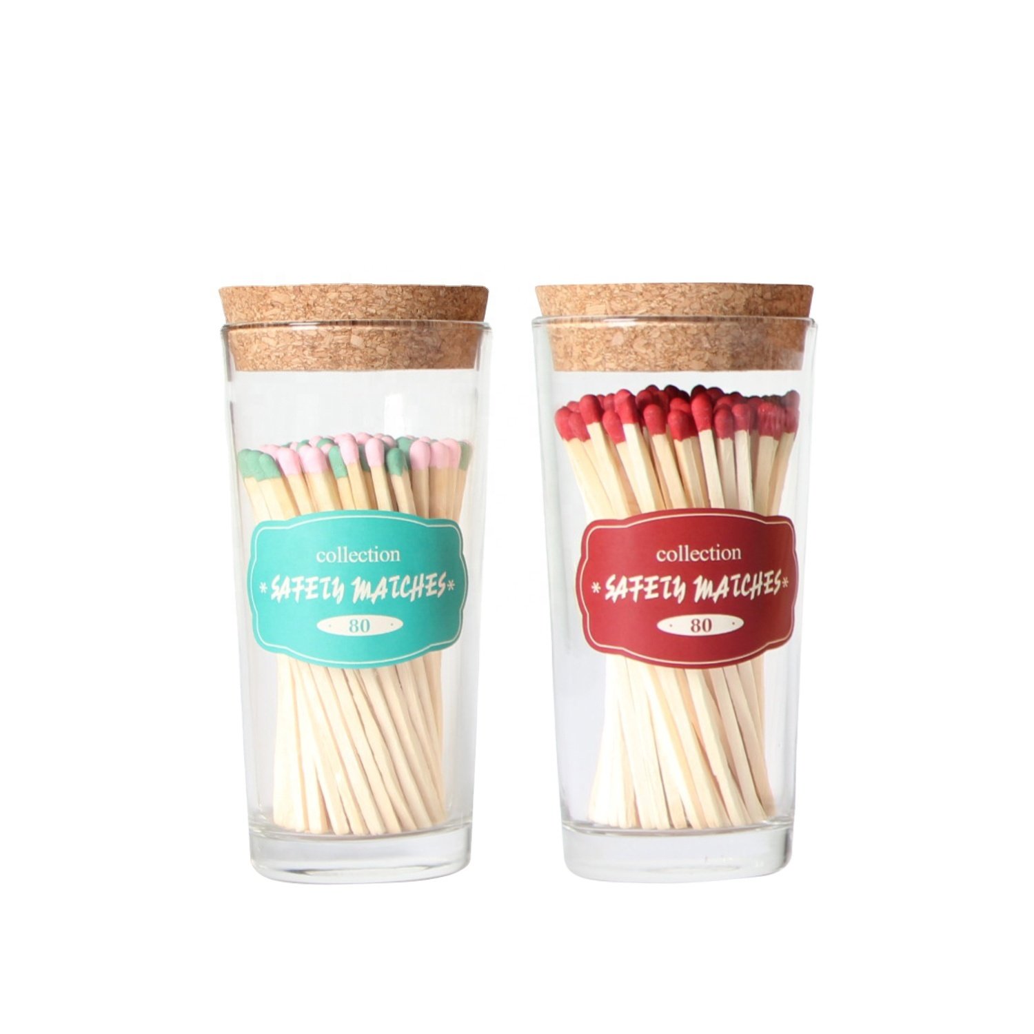 Luxury Wooden glass bottle Long matches Custom decorative in bulk Wholesale Colored Matches with Box