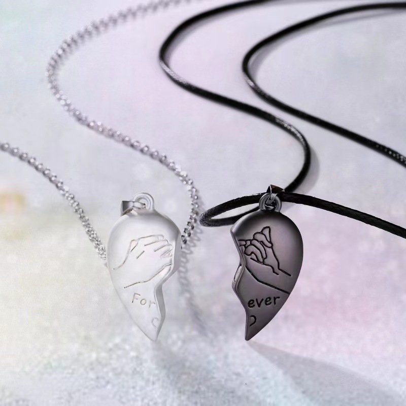 Two Soul One Heart Alloy Magnetic Pendant Best Friend Hand in Hand Necklace Love Forever Hook Attract Couples Promise Necklaces