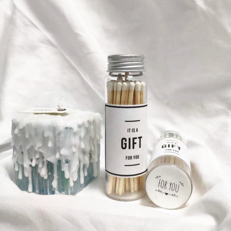 Custom Logo Branded Unique Candle Matches Extra Long Colorful Wholesale Wooden Matches in Glass Bottle