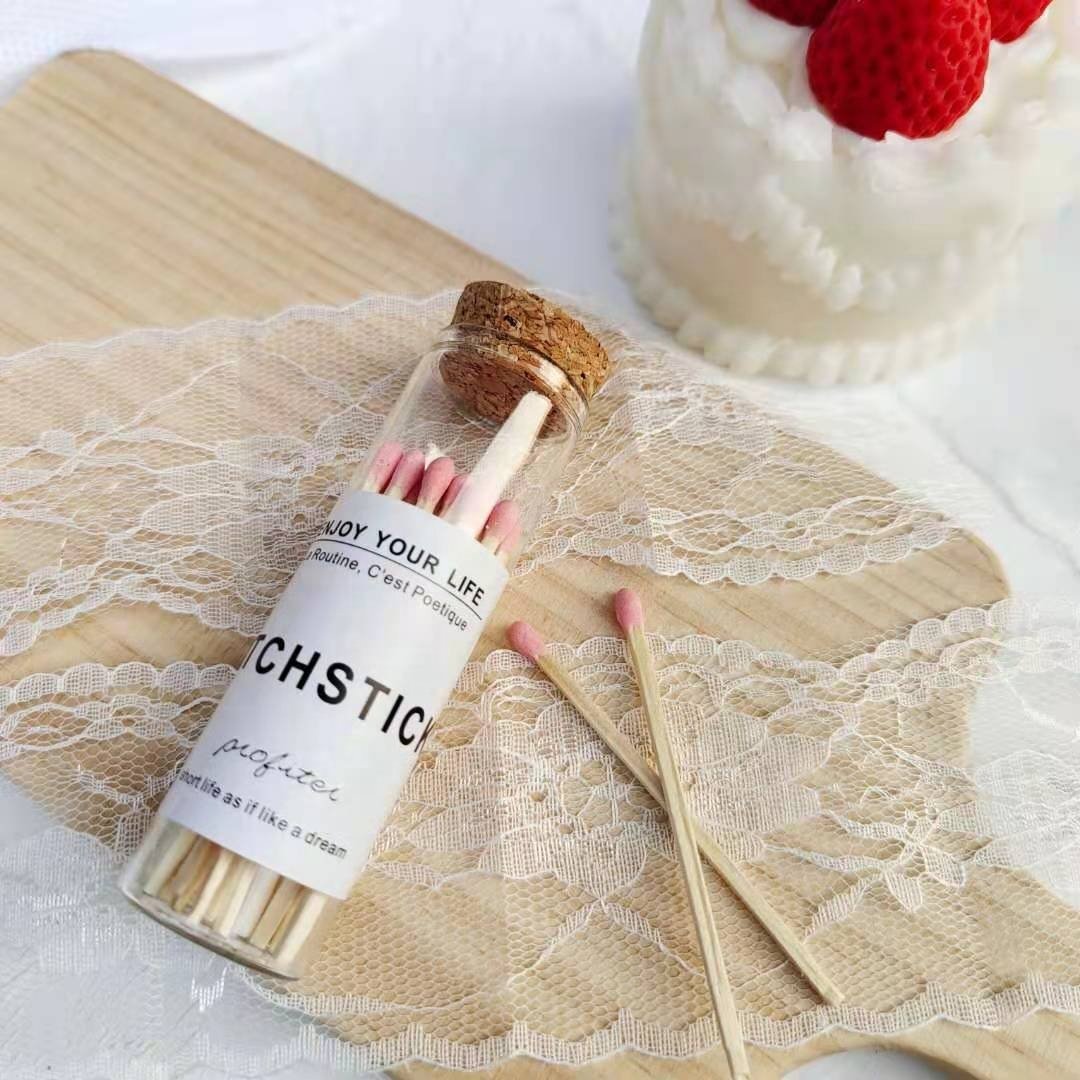 Custom Logo Branded Unique Candle Matches Extra Long Colorful Wholesale Wooden Matches in Glass Bottle