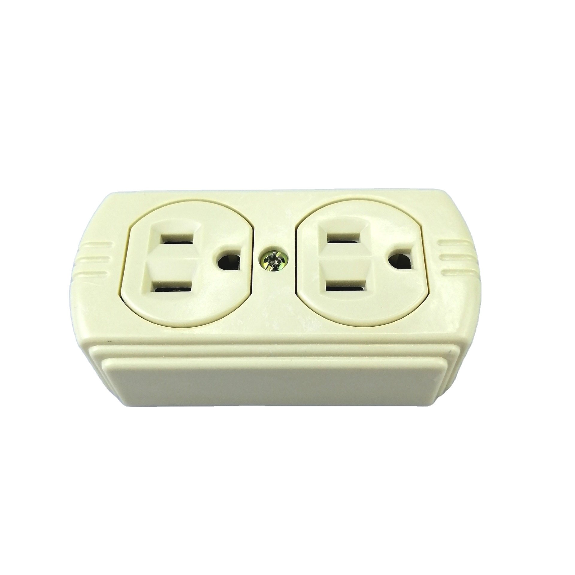 110V /220V Ivory Duplex Socket South American Standard Wall Outlet with Six-Hole Flat Style ABS Plastic Matching Plugs & Sockets